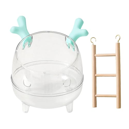 Wilitto Transparentes Haustierbadezimmer Nager Sand Spielbereich Cartoon Form Hamster Badehaus mit Leiter Kleintier Graben Box für Stressabbau Spielzeit Ideal Blau von Wilitto