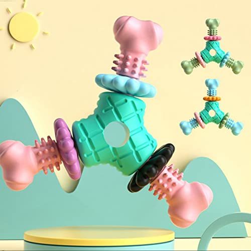 Wilitto Hundespielzeug mit Dreiecksknochen, robust und kaubeständig, interaktives Hundespielzeug, lindert Langeweile, Hundezähne knirschendes Spielzeug, frühes pädagogisches Spielzeug für Welpen, von Wilitto