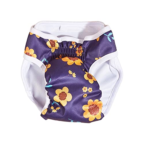 Wilitto Windeln für Hündinnen, weiche, bequeme Menstruationshose, Infektionsprävention, Blumendruck, Menstruations-Windel, waschbare Hundewindel für Mädchen und Hunde in Periodenhitze Violett, Größe M von Wilitto