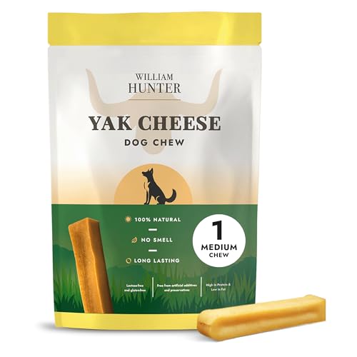 William Hunter Himalaya Yak Kausnacks – Natürliche Kaukäse für Hunde – Lang anhaltende käseknochen Hund – 100% natürliche, eiweißreiche Zahnpflege-Snacks für Hunde & Starke Kauer (1 mittelgroßer) von William Hunter