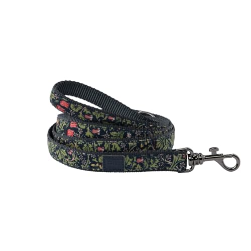 William Morris Hundeleine für mittelgroße und große Hunde, 1,2 m Länge, strapazierfähiger Stoff, Metallclip in Gunmetal-Optik zum Sichern des Halsbandes, Welpenspaziergänge, tierversuchsfrei und von William Morris