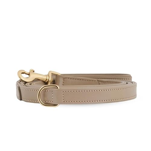 Kleine Verstellbare Hundeleine Sand, Beige, Leder, Gold von William Walker