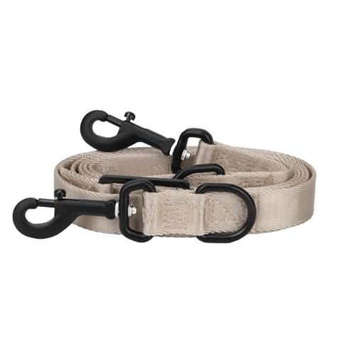 William Walker Jacquard Nylon Hundeleine – Gewebtes Nylon, Ultraleichte Aluminium-Beschläge, 3-Fach Verstellbar, Robust & Hochwertig (beige, Standard (S-XXL)) von William Walker
