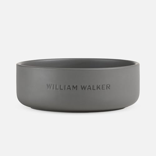 William Walker Keramik Hundenapf mit Silikonboden, 13,5 cm/500 ml oder 19,5 cm/1400 ml, Spülmaschinenfest (grau, groß (19,5cm x 7cm)) von William Walker