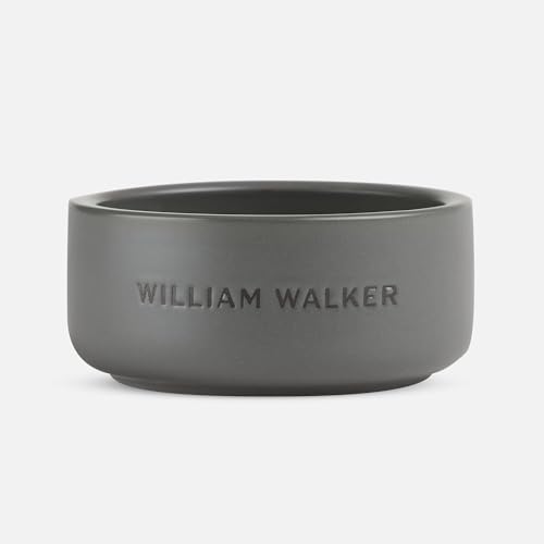 William Walker Keramik Hundenapf mit Silikonboden, 13,5 cm/500 ml oder 19,5 cm/1400 ml, Spülmaschinenfest (grau, klein (13,5cm x 6cm)) von William Walker