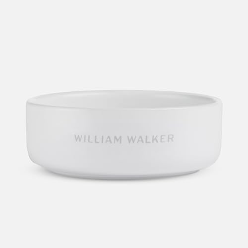 William Walker Keramik Hundenapf mit Silikonboden, 13,5 cm/500 ml oder 19,5 cm/1400 ml, Spülmaschinenfest (weiß, groß (19,5cm x 7cm)) von William Walker