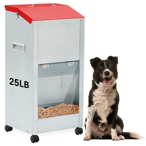 Willinglong Automatischer Futterspender für große Rassen mit Rädern, verzinkter Schwerkraft-Hundefutterspender, für den Außenbereich, selbstfütterend, leicht zu bewegen mit rollenden Rädern, 11,3 kg Willinglong Automatischer Futterspender für große Rassen mit Rädern, verzinkter Schwerkraft-Hundefutterspender, für den Außenbereich, selbstfütterend, leicht zu bewegen mit rollenden Rädern, 11,3 kg von Willinglong