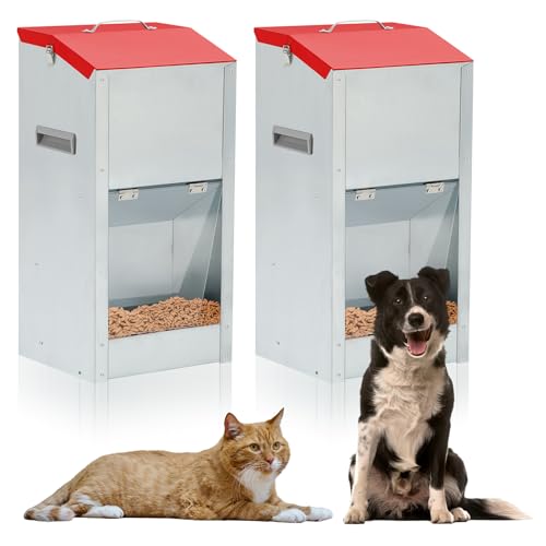 Willinglong Große automatische Futterspender für Hunde mit Griff, Acrylplatte, verzinkt, Schwerkraft-Futterspender für den Außenbereich, zum Aufhängen für Hunderassen, Futterspender (2 Stück, 43,2 x Willinglong Große automatische Futterspender für Hunde mit Griff, Acrylplatte, verzinkt, Schwerkraft-Futterspender für den Außenbereich, zum Aufhängen für Hunderassen, Futterspender (2 Stück, 43,2 x von Willinglong