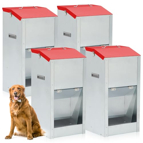 Willinglong Große automatische Futterspender für Hunde mit Griff, Acrylplatte, verzinkt, Schwerkraft-Futterspender für den Außenbereich, zum Aufhängen für Hunderassen, Futterspender (4 Stück, 29,8 x von Willinglong