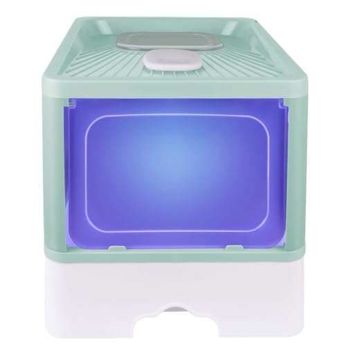 Katzentoilette, groß für Katzen und Kaninchen, Katzentoilette, UV-sterilisiert, Schublade + UV-Lampe + Katzentoilettenschaufel (C, 48 x 37 x 38 cm, grün) von Willonin