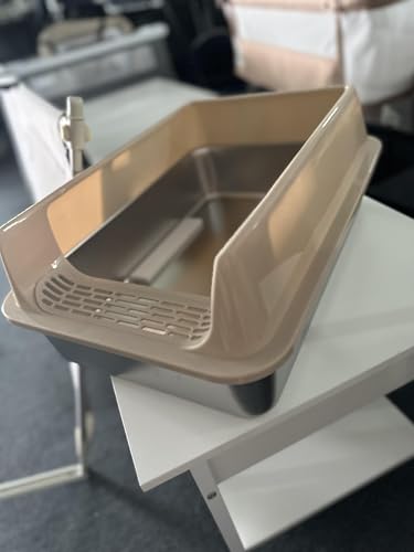 Katzentoilette XL aus Edelstahl, großer Katzentoilettenbehälter aus Metall mit Schaufel für Katzentoilette, ideal für mittelgroße und große Katzen, 50 x 35 x 24 cm, Khaki Katzentoilette XL aus Edelstahl, großer Katzentoilettenbehälter aus Metall mit Schaufel für Katzentoilette, ideal für mittelgroße und große Katzen, 50 x 35 x 24 cm, Khaki von Willonin