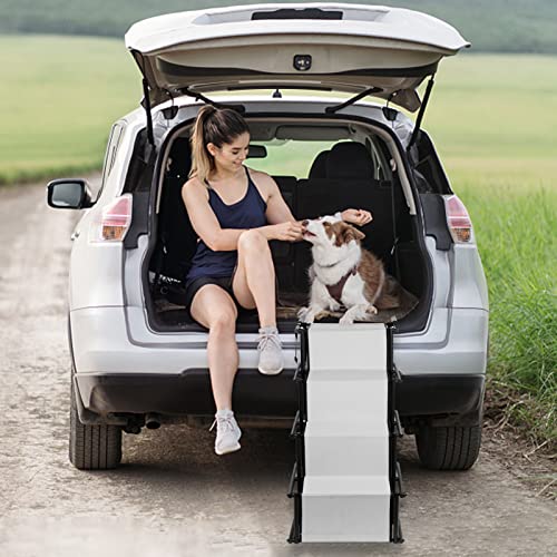 Tragbare Hunderampe für Auto, Hundetreppe, verwendbar für alle Fahrzeuge, faltbare Hundetreppe, Hunderampe, Auffahrrampe für kleine und große Hunde (Hellgrau, XXL) von Willonin