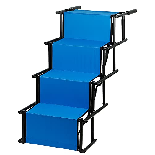 Treppe für Hunde, Treppe mit 4 Stufen für Haustiere, verwendbar für alle Fahrzeuge, zusammenklappbare Hundetreppe (blau) von Willonin
