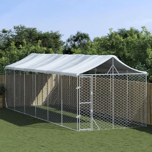 Willood Outdoor Hundezwinger mit Dach Silbern 3x9x2.5m Verzinkter Stahl Willood Outdoor Hundezwinger mit Dach Silbern 3x9x2.5m Verzinkter Stahl von Willood