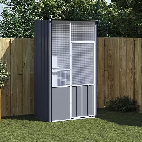 Willood Voliere, Vogelkäfig mit abschließbarer Vogelhaus Anthrazit 115x78x200 cm Verzinkter Stahl Willood Voliere, Vogelkäfig mit abschließbarer Vogelhaus Anthrazit 115x78x200 cm Verzinkter Stahl von Willood