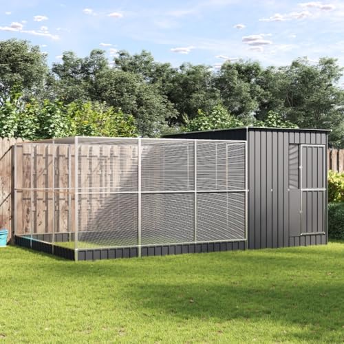Willood Voliere mit Erweiterung, Vogelkäfig mit abschließbarer Vogelhaus Silbern 497x303x216 cm Stahl Willood Voliere mit Erweiterung, Vogelkäfig mit abschließbarer Vogelhaus Silbern 497x303x216 cm Stahl von Willood