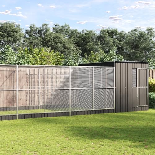 Willood Voliere mit Erweiterung, Vogelkäfig mit abschließbarer Vogelhaus Silbern 704x303x216 cm Stahl Willood Voliere mit Erweiterung, Vogelkäfig mit abschließbarer Vogelhaus Silbern 704x303x216 cm Stahl von Willood