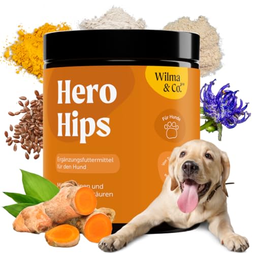 Wilma & Co. Für den Hund Hero HIPS Pulver für Starke Knochen und Gelenke für Hunde mit Glucosamin, Chondroitin, Kollagenhydrolysat und Curcuma - Hohe Akzeptanz beim Hund - Von Tierärzten entwickelt von Wilma & Co.