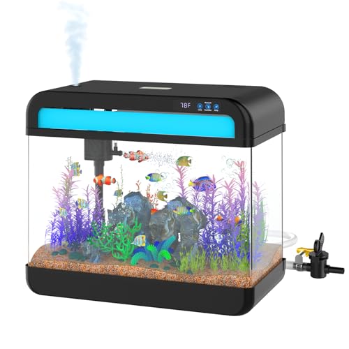 Aquarium-Aquarium mit Musik-Luftbefeuchter, 7 Farben, automatisches Licht, verstellbare Pumpe mit Filtration und Belüftung und Zirkulation, Temperaturanzeige, Bodenwasser-Wechsler, HD-Glas Aquarium-Aquarium mit Musik-Luftbefeuchter, 7 Farben, automatisches Licht, verstellbare Pumpe mit Filtration und Belüftung und Zirkulation, Temperaturanzeige, Bodenwasser-Wechsler, HD-Glas von Wilody