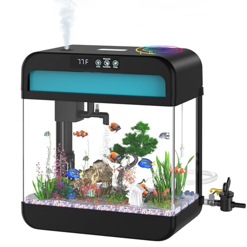 Aquarium-Aquarium mit Musik-Luftbefeuchter, 7 Farben, automatisches Licht, verstellbare Pumpe mit Filtration und Belüftung und Zirkulation, Temperaturanzeige, Bodenwasserwechsler Aquarium-Aquarium mit Musik-Luftbefeuchter, 7 Farben, automatisches Licht, verstellbare Pumpe mit Filtration und Belüftung und Zirkulation, Temperaturanzeige, Bodenwasserwechsler von Wilody