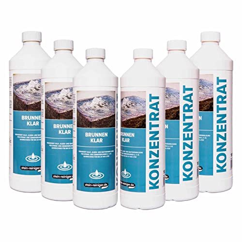 Stein-Reiniger Brunnen Klar Konzentrat - Brunnen-Reiniger, mühelos Algen Kalk und Bakterien beseitigen (6X 1 Liter) von Wilpeg