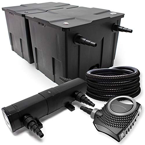 Filter Set aus Bio Teichfilter 60000l, 36W UVC Teichklärer, 80W Pumpe, Schlauch von Wiltec