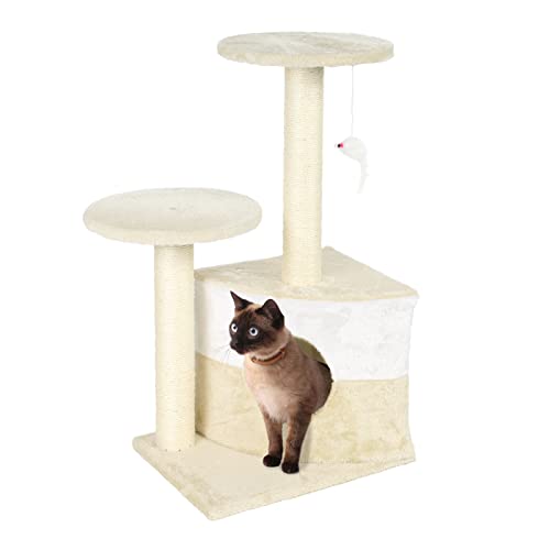 Kratzbaum beige 71cm Katzenkratzbaum Katzenbaum Spielbaum Kletterbaum Katze von Wiltec