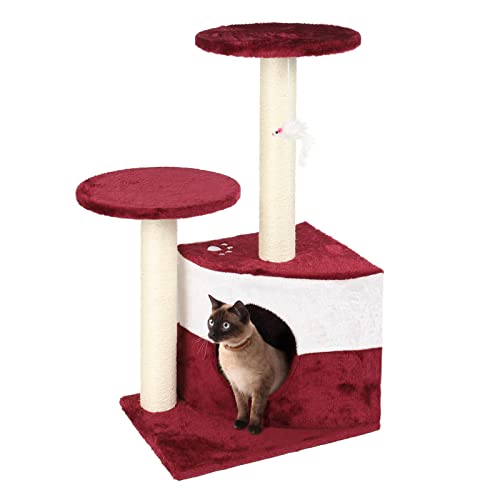 Kratzbaum rot 71cm Katzenkratzbaum Katzenbaum Spielbaum Kletterbaum Katze von Wiltec