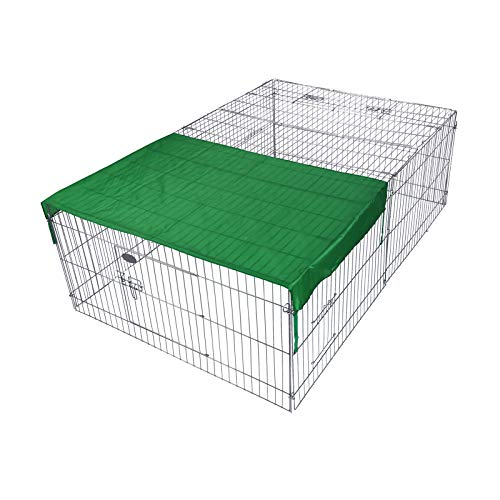 Wiltec Freilaufgehege für Kleintiere, 183 x 122 x 60 cm, stabiles und sicheres Laufstallgitter mit Sonnenschutz und 3 Öffnungen von Wiltec