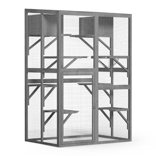 Wiltec Freilaufgehege Katzen 116 x 82 x 175,7 cm, Katzenfreigehege Holz mit PVC-Beschichtung, Außengehege 5 Ebenen, Katzengehege für Garten, Balkon Wiltec Freilaufgehege Katzen 116 x 82 x 175,7 cm, Katzenfreigehege Holz mit PVC-Beschichtung, Außengehege 5 Ebenen, Katzengehege für Garten, Balkon von Wiltec