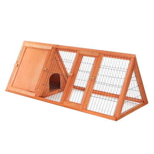 Wiltec Hasenstall in Dreiecksform, 118 x 50 x 45 cm, Kaninchenstall mit Freilauf und Schlafbereich, Kleintierstall aus Fichtenholz, Außengehege mit Türen Wiltec Hasenstall in Dreiecksform, 118 x 50 x 45 cm, Kaninchenstall mit Freilauf und Schlafbereich, Kleintierstall aus Fichtenholz, Außengehege mit Türen von Wiltec