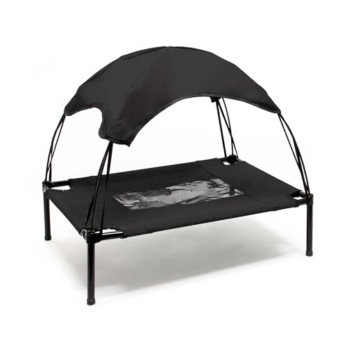 Wiltec Hundebett mit Dach Schwarz 76x60x16cm Größe M bis 25kg Outdoor Katzenliege Haustier Schlafplatz Sonnendach von Wiltec