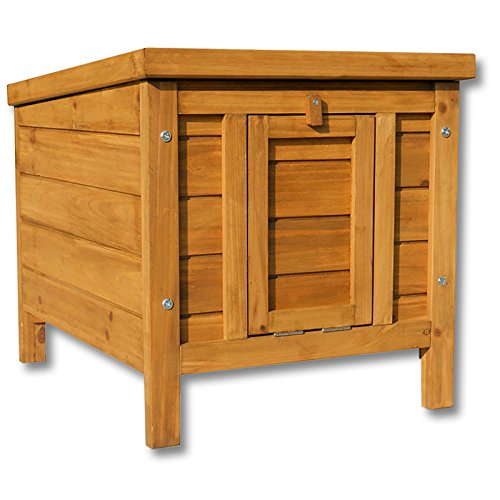 Wiltec Katzenhaus 420 x 515 x 430 mm aus Fichtenholz, Kleintierhaus Kaninchenstall mit Dach aufklappbar, Bitumeneindichtung, Tierstall für Garten/Balkon von Wiltec