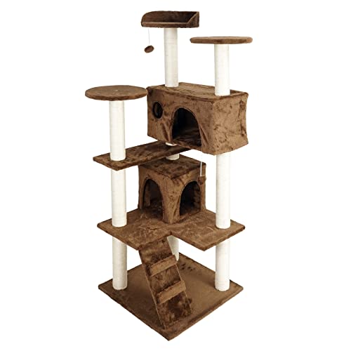 Katzenkratzbaum braun 130cm Kletterbaum Katzenbaum Spielbaum Katzenbaum von Wiltec