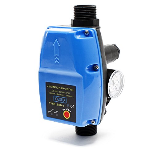 Wiltec Druckschalter SKD-5 230V 1-phasig bis 10 bar, Druckwächter mit Trockenlaufschutz für Hauswasserwerke und Pumpen, zuverlässige Pumpensteuerung von Wiltec