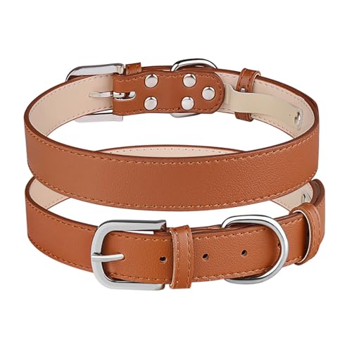 WimuPath Hundehalsband aus Leder für kleine, mittelgroße und große Hunde, verstellbar, wasserdicht, mit Schnalle aus Legierung, strapazierfähig für Welpen, Kätzchen WimuPath Hundehalsband aus Leder für kleine, mittelgroße und große Hunde, verstellbar, wasserdicht, mit Schnalle aus Legierung, strapazierfähig für Welpen, Kätzchen von WimuPath