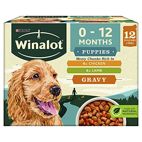 WINALOT Meaty Chunks Hundefutter für Welpen, gemischt in Soße, 12 x 100 g von Winalot