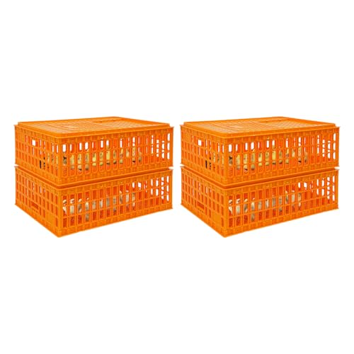 WindWilder Hühner Transportkäfig 77x55x27 cm, Pack of 4, Stapelbar Kleintiere Transportbox für Geflügel, Kaninchen & Vögel, Robust & Belüftet, Weiß (Gelb, Pack of 4) von WindWilder