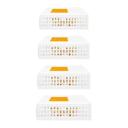WindWilder Hühner Transportkäfig 77x55x27 cm, Pack of 4, Stapelbar Kleintiere Transportbox für Geflügel, Kaninchen & Vögel, Robust & Belüftet, Weiß (Weiß, Pack of 4) von WindWilder