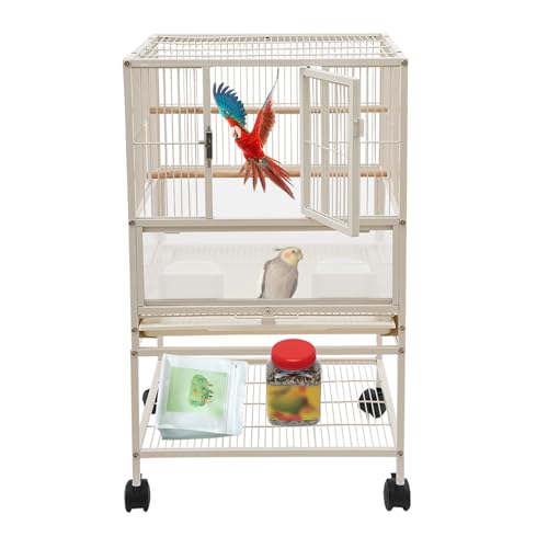 WindWilder Vogelvoliere großer Vogelkäfig mit Türen 48.5x46x83cm, 2 Holzstangen & 4 Rollen, 2 Fressnäpfe, Vogelhaus aus Kohlenstoffstahl, für Vögel, Schlangen, Chinchillas oder andere Kleintiere, Weiß WindWilder Vogelvoliere großer Vogelkäfig mit Türen 48.5x46x83cm, 2 Holzstangen & 4 Rollen, 2 Fressnäpfe, Vogelhaus aus Kohlenstoffstahl, für Vögel, Schlangen, Chinchillas oder andere Kleintiere, Weiß von WindWilder