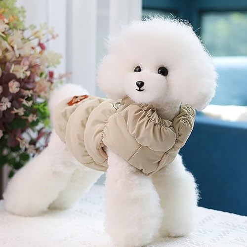 Warmer Wintermantel für Hunde mit Rollkragen aus weicher Baumwolle, für kleine und mittelgroße Hunde und Katzen, Kleidung für Französische Bulldoggen, Chihuahua-Kostüme (Khaki M) von Windmilne