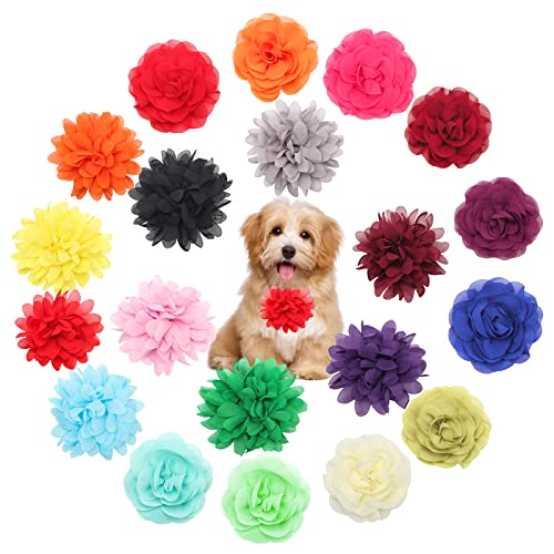 20 Stück Hunde-Blumen-Halsband-Zubehör, Windgeschwindigkeit, mehrfarbig, Haustier-Blumen-Halsbänder, weiches Chiffon, für Hundehalsband, Fellpflege-Zubehör (2 Größen) von Windspeed