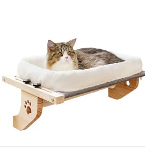WingFly Katzen-Hängematte, Fensterstange, Sitz, Kätzchen, Hängebett, Fensterbank für großes Haustierregal, stabile Kätzchen-Liege, waschbares Kissen, ohne Bohren, Holzleiste, hält 18 kg (Weiß, A) WingFly Katzen-Hängematte, Fensterstange, Sitz, Kätzchen, Hängebett, Fensterbank für großes Haustierregal, stabile Kätzchen-Liege, waschbares Kissen, ohne Bohren, Holzleiste, hält 18 kg (Weiß, A) von WingFly