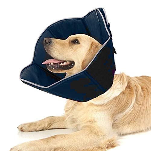 WingFly Schutzkragen für Hunds Halskrause Schützender Einstellbar Hundekragen Schutzkragen Krägen mit Klettverschluss Tier Kragen Elizabethan Halsband für Haustier Hund Katze Nackenschutz Kissen (XL) von WingFly