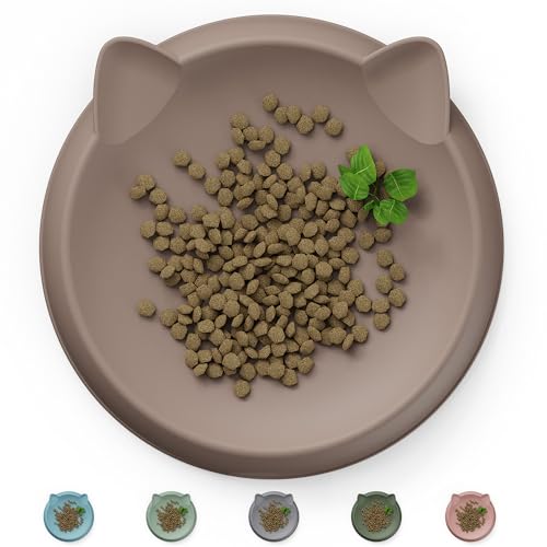 Katzennapf(2pcs, 15x15cm, Beige) | Futternapf Katze Silikon | Schutz der Katzenbarthaare | Fressnapf Katze Flach | Teller Breit | Katzen zubehör von Wingcases