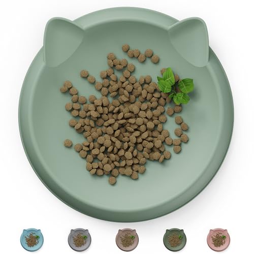 Katzennapf(2pcs, 15x15cm, Hellgrün) | Futternapf Katze Silikon | Schutz der Katzenbarthaare | Fressnapf Katze Flach | Teller Breit | Katzen zubehör von Wingcases
