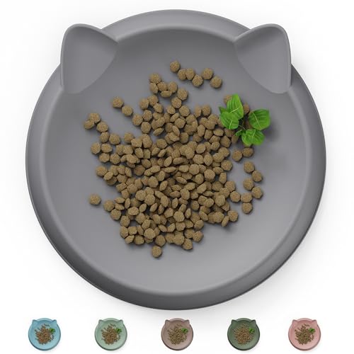 Katzennapf(2pcs, 15x15cm, dunkelgrau) | Futternapf Katze Silikon | Schutz der Katzenbarthaare | Fressnapf Katze Flach | Teller Breit | Katzen zubehör von Wingcases