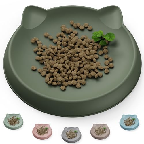 Wingcases - Katzennapf(1pc, 15x15cm, Armeegrün) Futternapf Katze Silikon | Schutz der Katzenbarthaare | Fressnapf Katze Flach | Teller Breit | Katzen zubehör von Wingcases