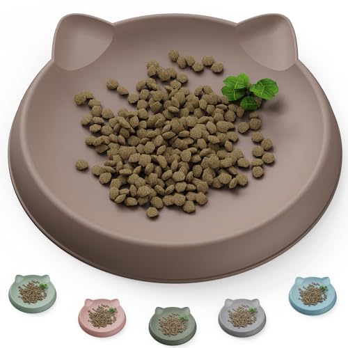 Wingcases - Katzennapf(1pc, 15x15cm, Beige) | Futternapf Katze Silikon | Schutz der Katzenbarthaare | Fressnapf Katze Flach | Teller Breit | Katzen zubehör von Wingcases
