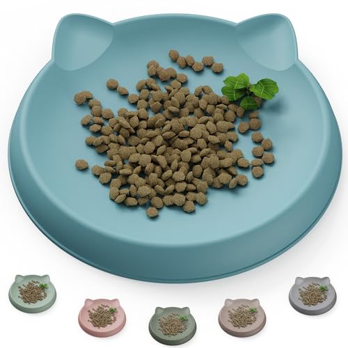 Wingcases - Katzennapf(1pc, 15x15cm, Hellblau) | Futternapf Katze Silikon | Schutz der Katzenbarthaare | Fressnapf Katze Flach | Teller Breit | Katzen zubehör von Wingcases